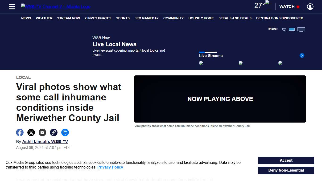 Viral photos show what some call inhumane conditions inside Meriwether County Jail – WSB-TV Channel 2 - Atlanta