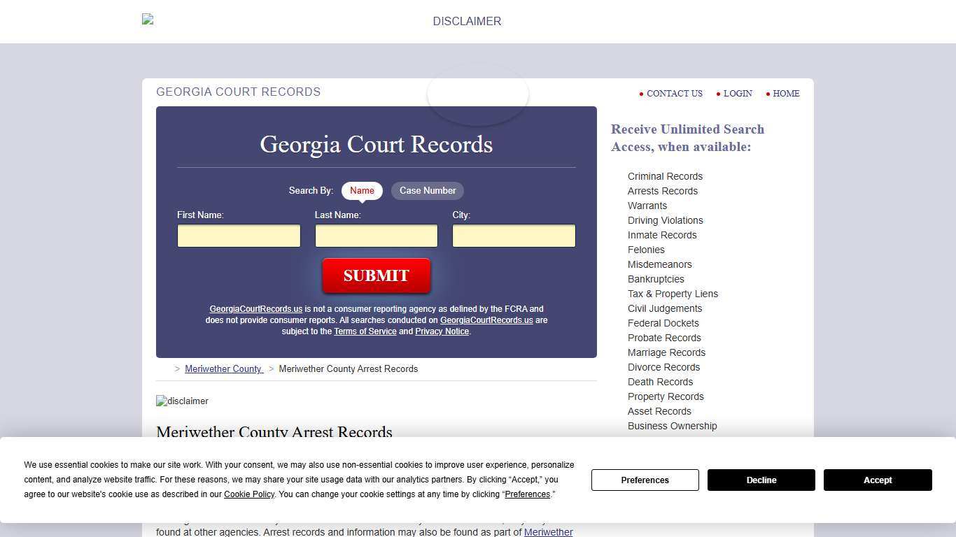 Meriwether County Arrest Records | GeorgiaCourtRecords.us